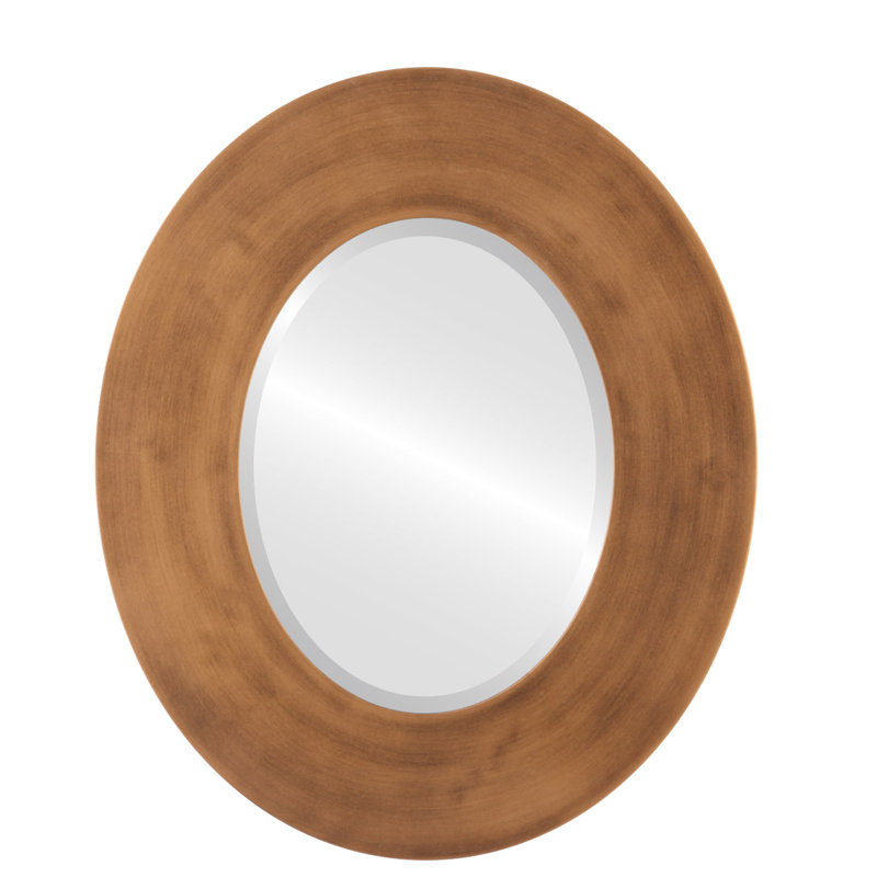 Rubinstein Wood Frame Oval Wall Mirror, 23" H x 19" W, Sunset Gold
