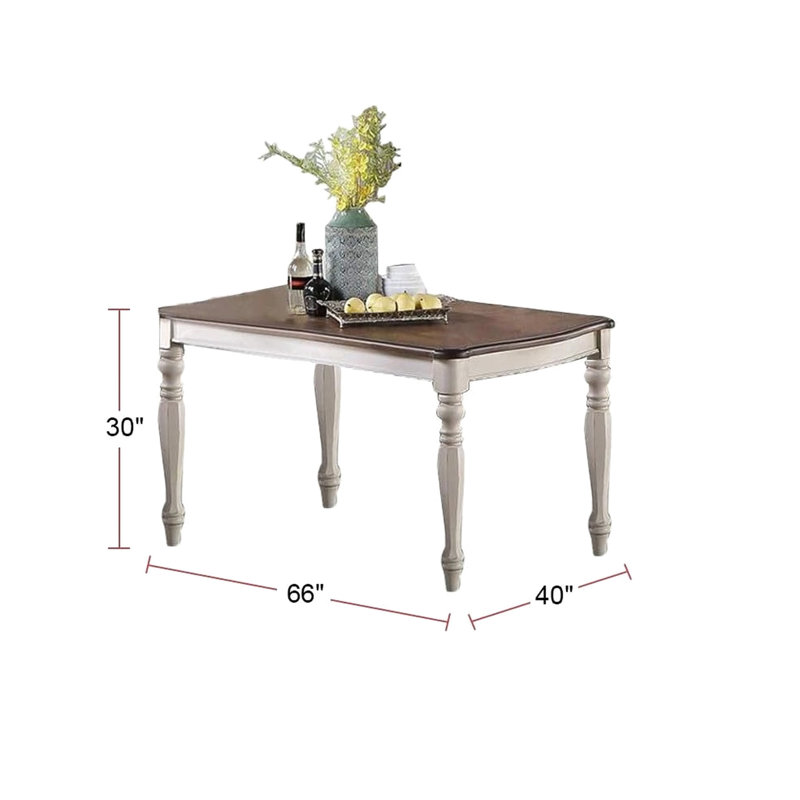 Table de salle à manger et de cuisine contemporaine 6 - plateau rectangulaire blanc et chêne antique, moderne, capacité de 6 personnes