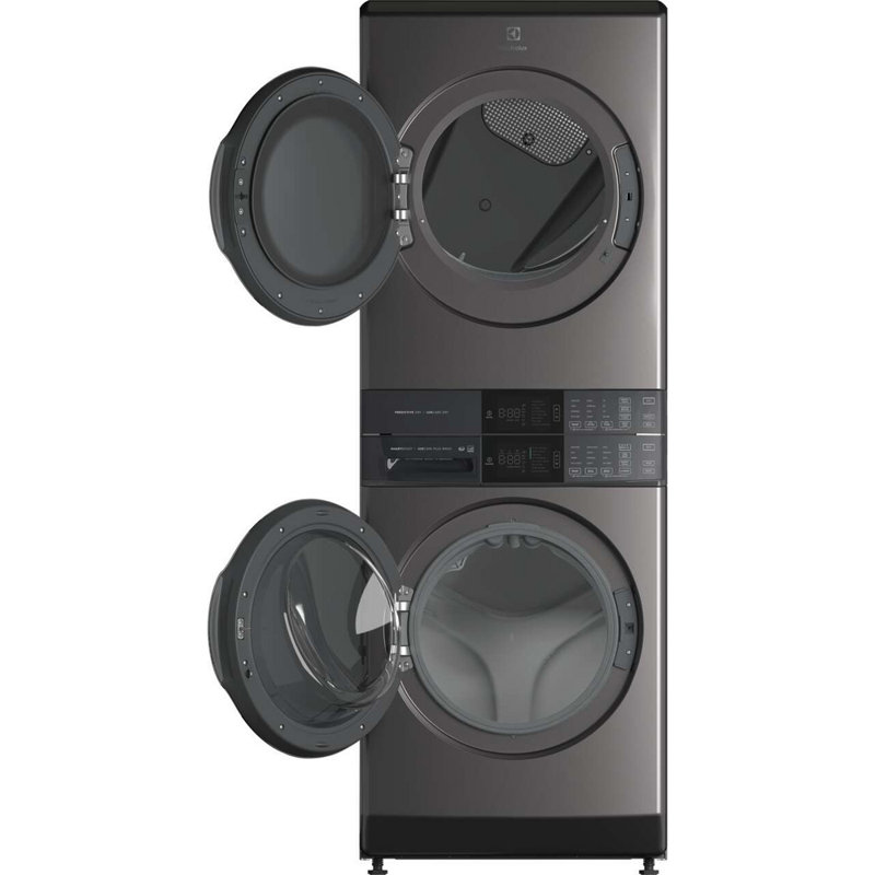 Electrolux Laundry Tower Single Unit Front Load 4.5 Cu. Ft. Washer & 8 Cu. Ft. Gas Dryer, Natural Gas, Black