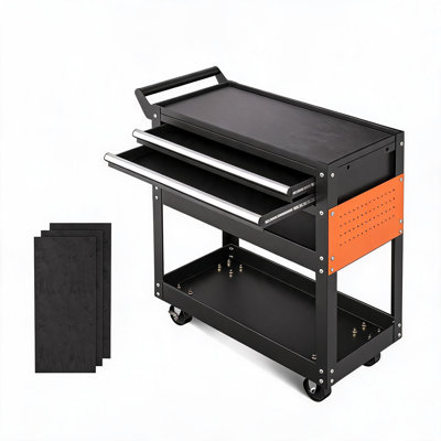 Armoire à outils robuste à 5 niveaux - tiroirs verrouillables, panneaux perforés latéraux, rangement en métal de 400 lb, rangement utilitaire pour garage et atelier, conception à double tiroir, double tiroir à 5 couches