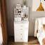 Table de coiffeuse multifonctionnelle avec miroir à DEL réglable, tabouret caché et 4 tiroirs blancs pour l'organisation de la chambre à coucher