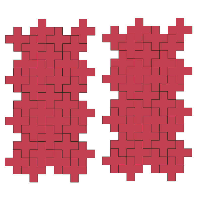Décalcomanie murale à motifs croisés suisses, H 6 po x l 6 po x P 0,01 po, Rouge Dahlia