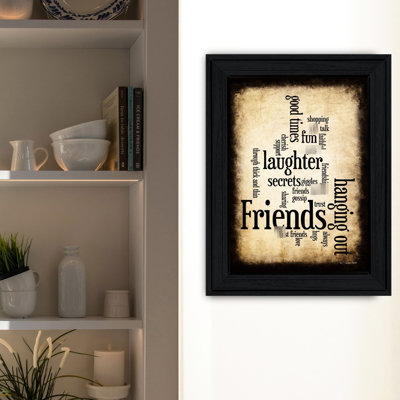 "Friends" By , Framed Print Ready For Hanging, 15" Depth X 21" Height, 3 Lb, Multicolor Paper Art, Black Frame Artistic Portrayal, To Hang, 21"X15", Paper,