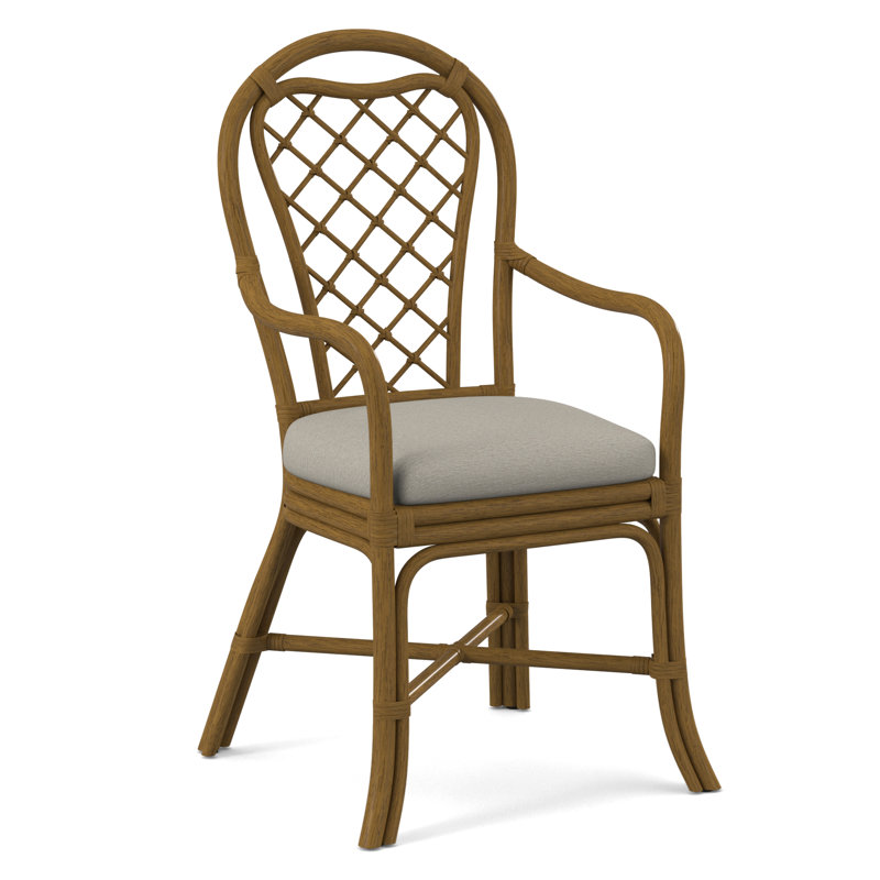 Trellis Dining Arm Chair, White Performance Fabric; 0851-94, Nickel
