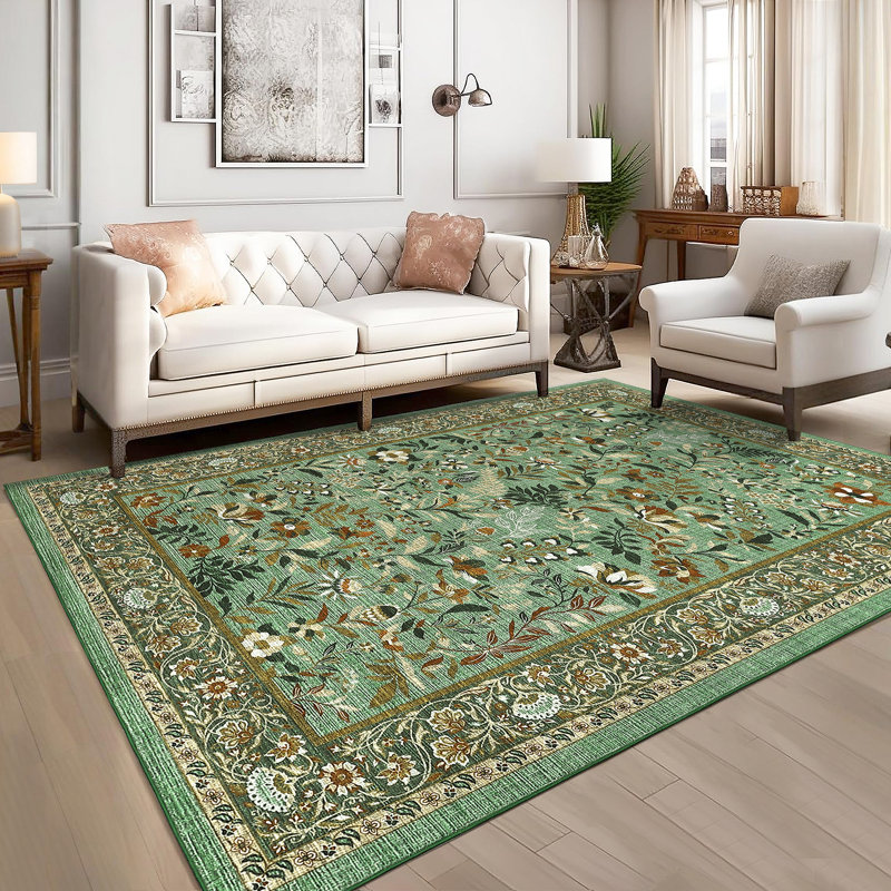 Tapis lavable à la machine Botanical Flora, Rectangle 6 pi x 9 pi
