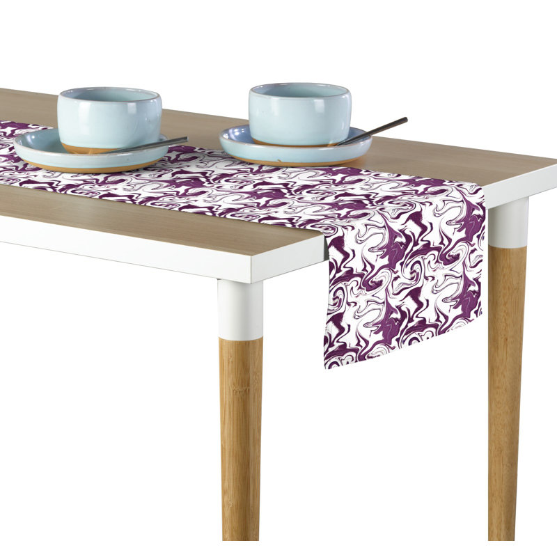 Lorentz Marble Milliken Signature Table Runner, 108" L x 14" W, Purple