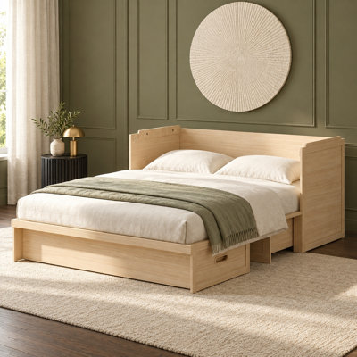 Queen Murphy Bed Cabinet With Charging Station With Mattress -500lbs Capacity, Extra Storage & Usb Ports