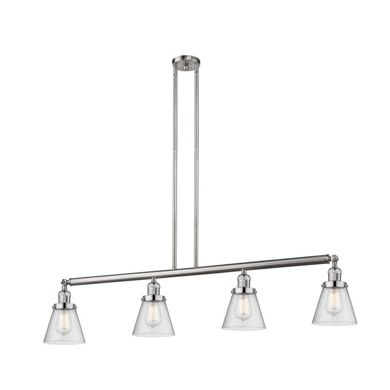 Lemieux 4 - Light Kitchen Island Pendant, Polished Chrome, Seedy, 10" H x 50.87" W x 50.87" D