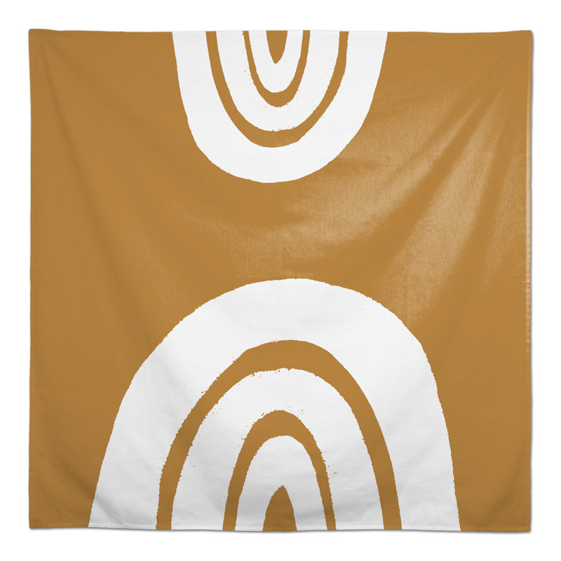 Orange And White Rainbows Tablecloth, 58" L x 58" W