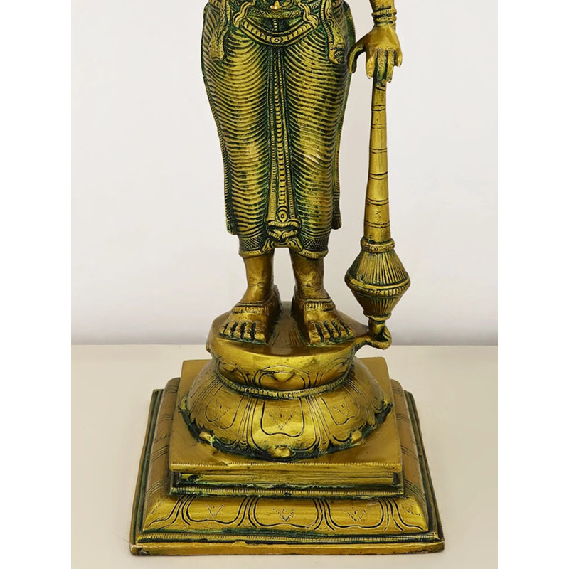 Statue de Vishnu en laiton fabriquée à la main, grande statue de style indou 20,5 po pour autel et salle de méditation