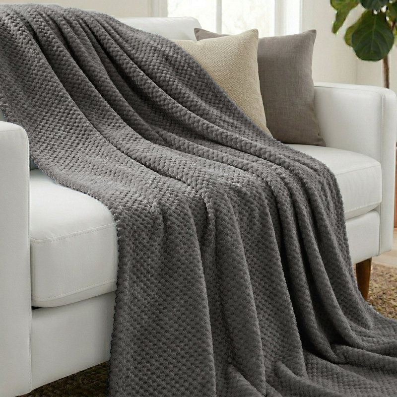 Couverture en molleton moelleux Lily, Très grand lit, Gris anthracite