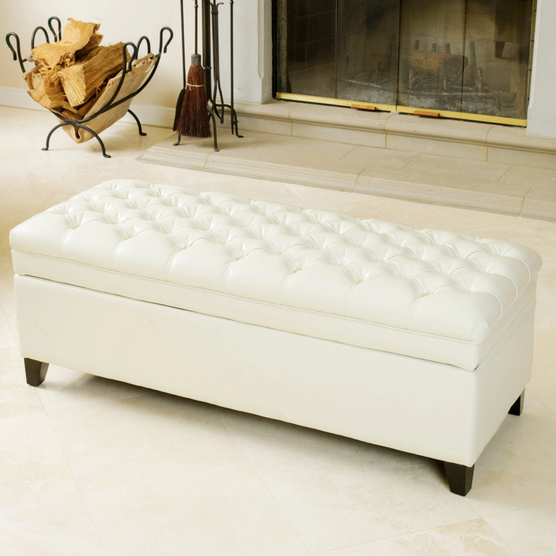 Modern storage ottoman, Fabric, Light Sky