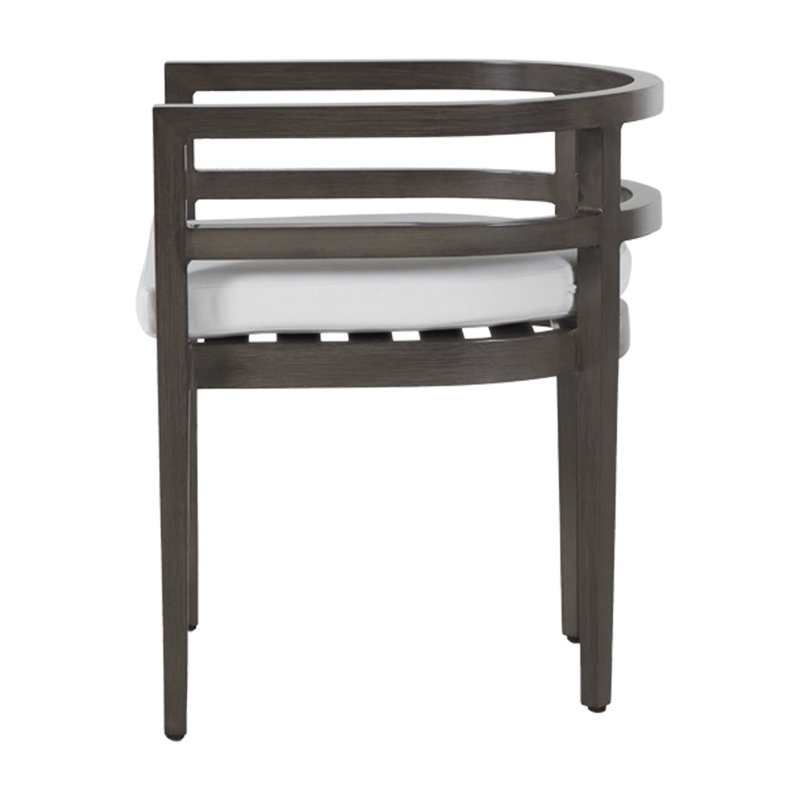 Santa Barbara Aluminum Patio Dining Armchair with Cushion, Welt, Linen Chambray