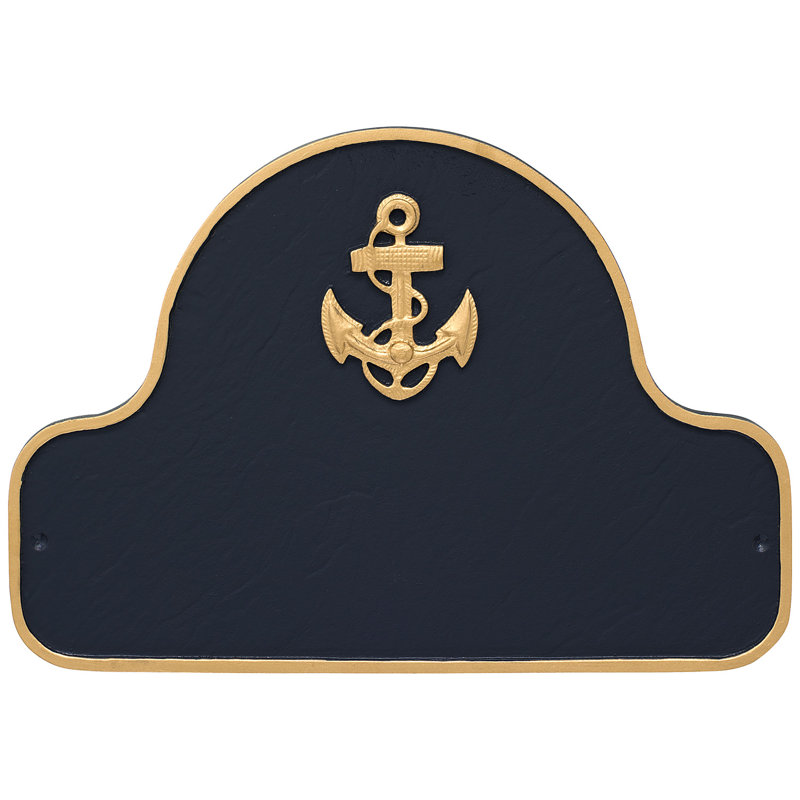 Plaque d'adresse Anchor Arch, Marine / doré, Oui