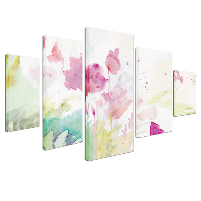 «Magenta Garden», ensemble de 5 reproductions d'art sur toile tendue