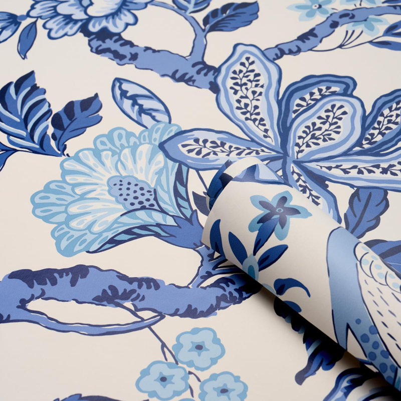 Papier peint Schumacher X Timothy Corrigan Huntington Gardens, Bleu marine