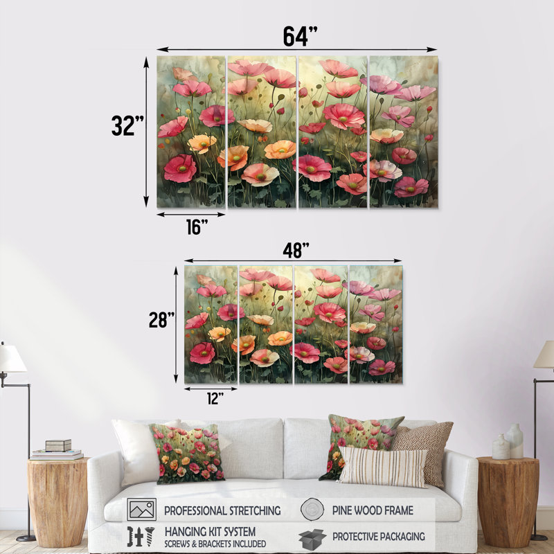 Vianney - Buttercups Canvas Wall Art Set, 32" H x 64" W