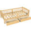 Lit plateforme simple TG avec garde-corps et tiroirs de rangement, tête de lit de couleur naturelle charmante, sans sommier tapissier, approche de configuration simplifiée avec plan de tiroirs pleine longueur,-1000204664