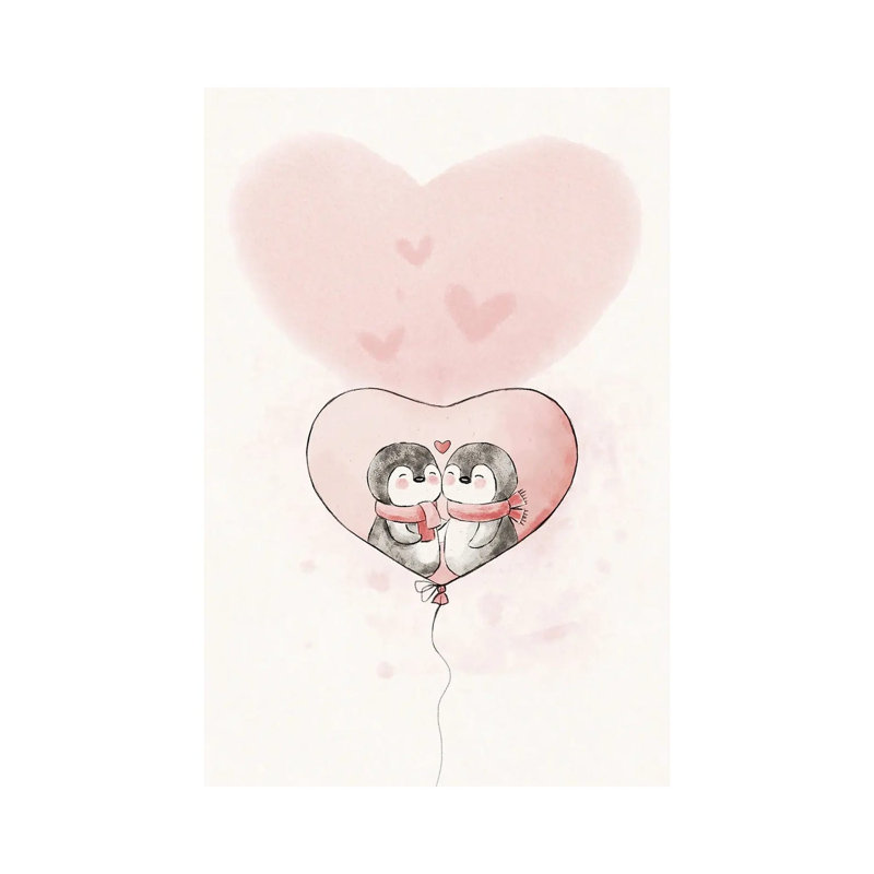 Penguin In Love 1 Piece Wall Art on Canvas, 66.04 cm H x  45.72 cm W  x  3.175 cm D, Does Not Apply