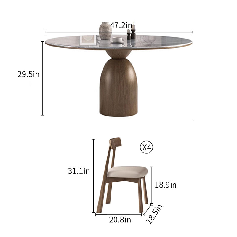 Ensembles de table de salle à manger en bois de pierre simple Microlite., 5