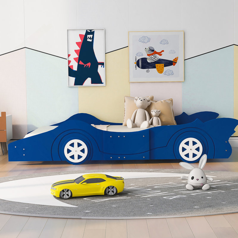 Lit plateforme avec roulettes Race, Bleu