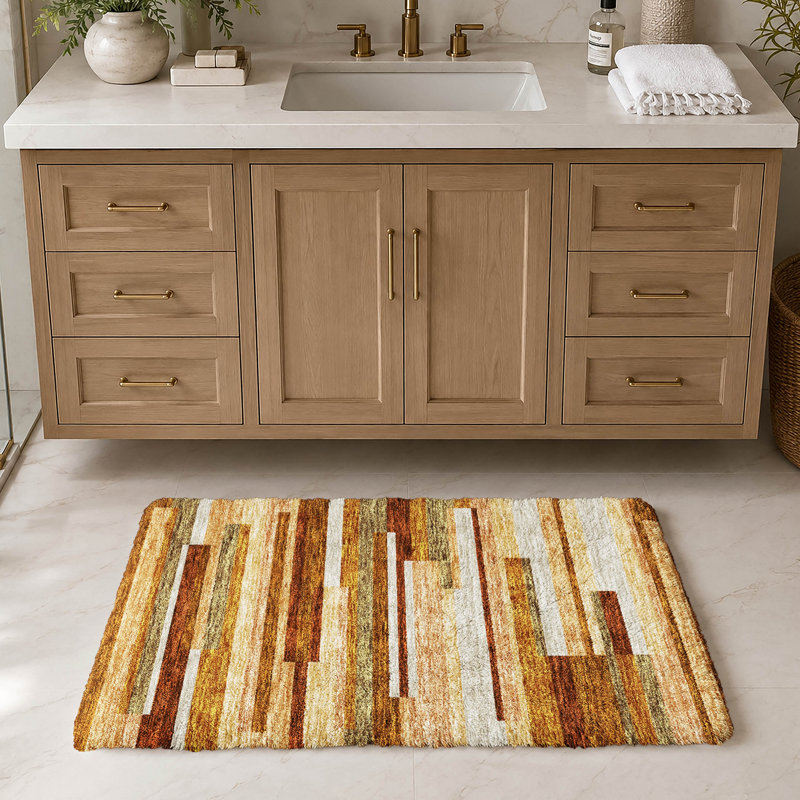 Tapis à rayures Dream Shag ADS766 lavable à la machine de qualité supérieure, Paprika, 1 pi 8 po x 2 pi 6 po