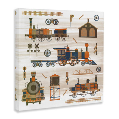 Art mural sur toile "Totally trains" par Carrie Cantwell