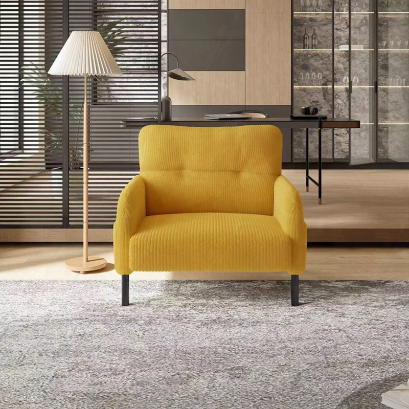 Fauteuil d'appoint en velours côtelé, Jaune