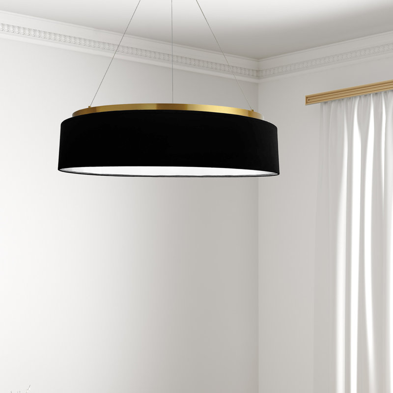 Brackeen Dimmable LED Drum Chandelier, Aged Brass, 6" H x 26" W x 26" D, Black/Gold