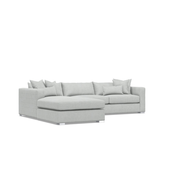 Chaise Sectional, Left Hand Facing, Gray Polyester Blend