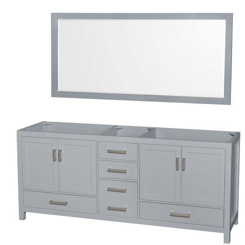 Sheffield 79" Double Bathroom Vanity Base Only, Gray