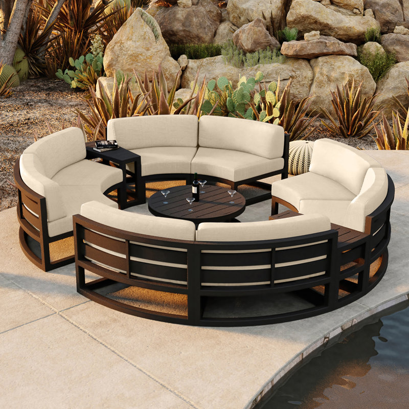 Avion Outdoor 7 - Piece Conversation Set, Canvas Charcoal Sunbrella® Canvas, Black