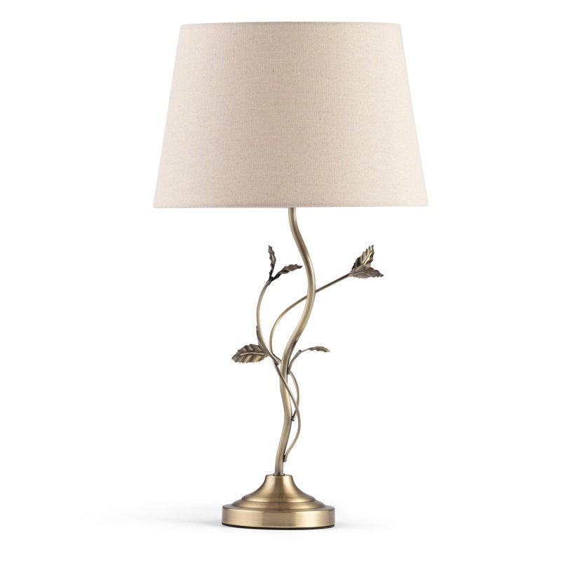 Antique Metal Leaf 59cm Table Lamp, Beige;Cream