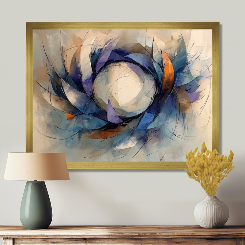 Jacaryous, velours abstrait, couronne de densité III - Couronne, art mural, H 16 po x l 32 po, Doré