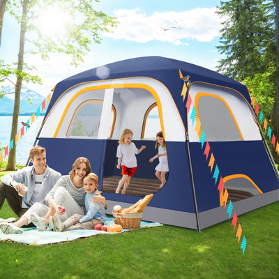Camping Tent, 6 Person Easy Setup Waterproof Windproof Backpacking Tent with Removable Rainfly, Lightweight Portable Outdoor Family Tents for Camping,