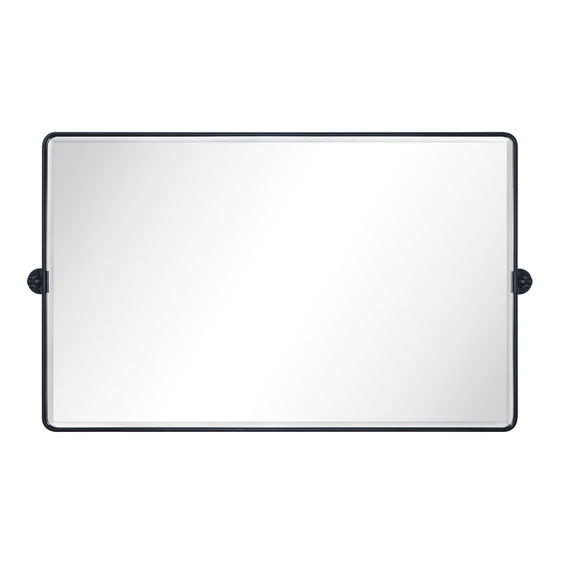 Beveled Pivoting Mirror, Matte Black, 30" x 48"
