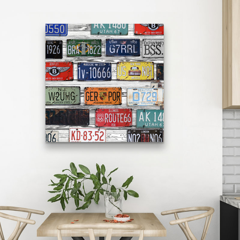 Number plates - 32"x32" art on canvas
