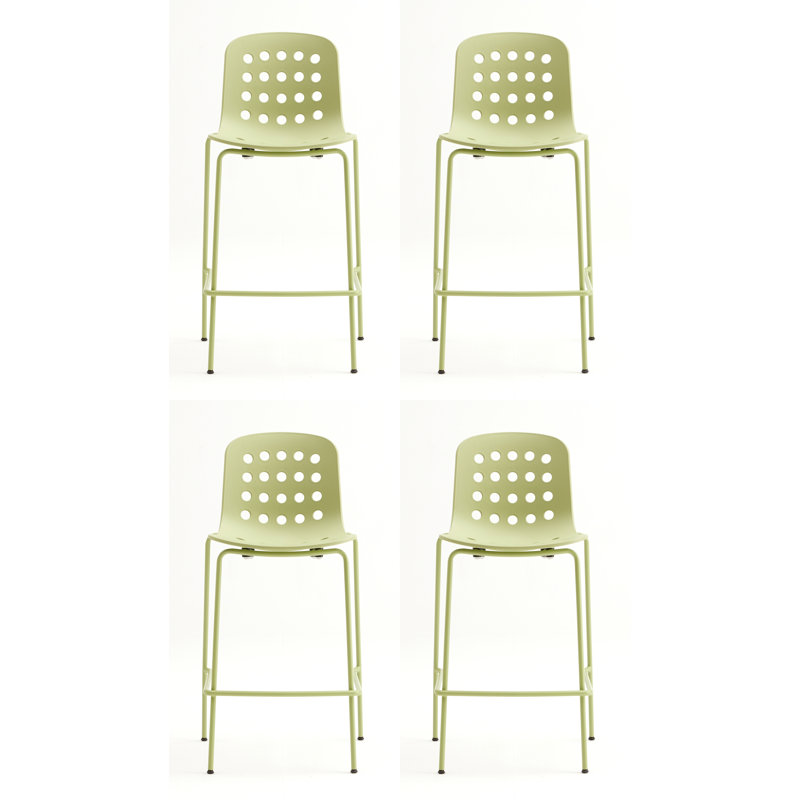 Holi Perforated Counter Stool (Set of 4), Olive Green