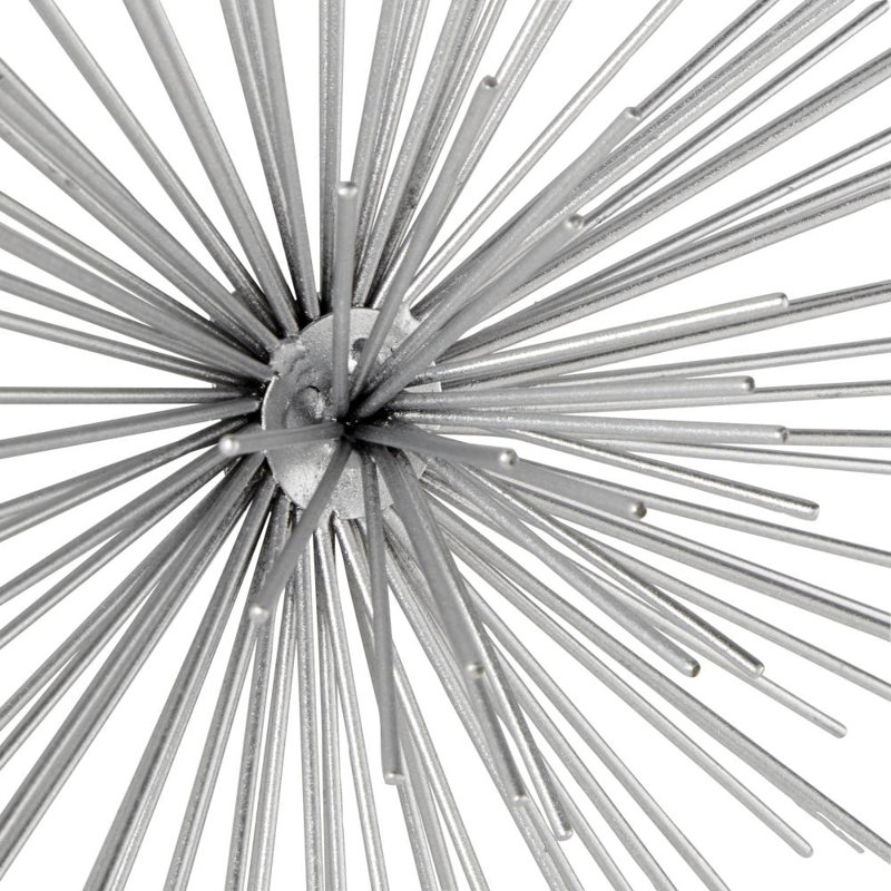 Ensemble de décoration murale en métal 3D Long Spike Starburst Home, Argent