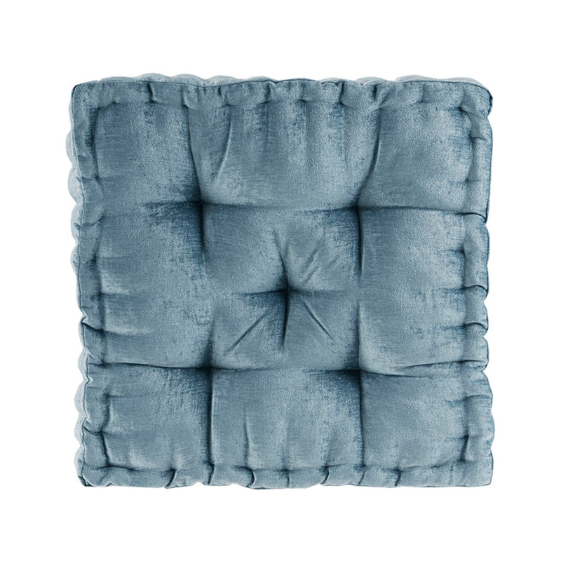 Chenille Square Floor Pillow Cushion, Aqua, 20" W x 20" D