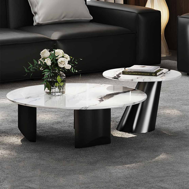 Table basse simple en pierre micro-cristalline, H 15,4 po x L 35,4 po x l 35,4 po