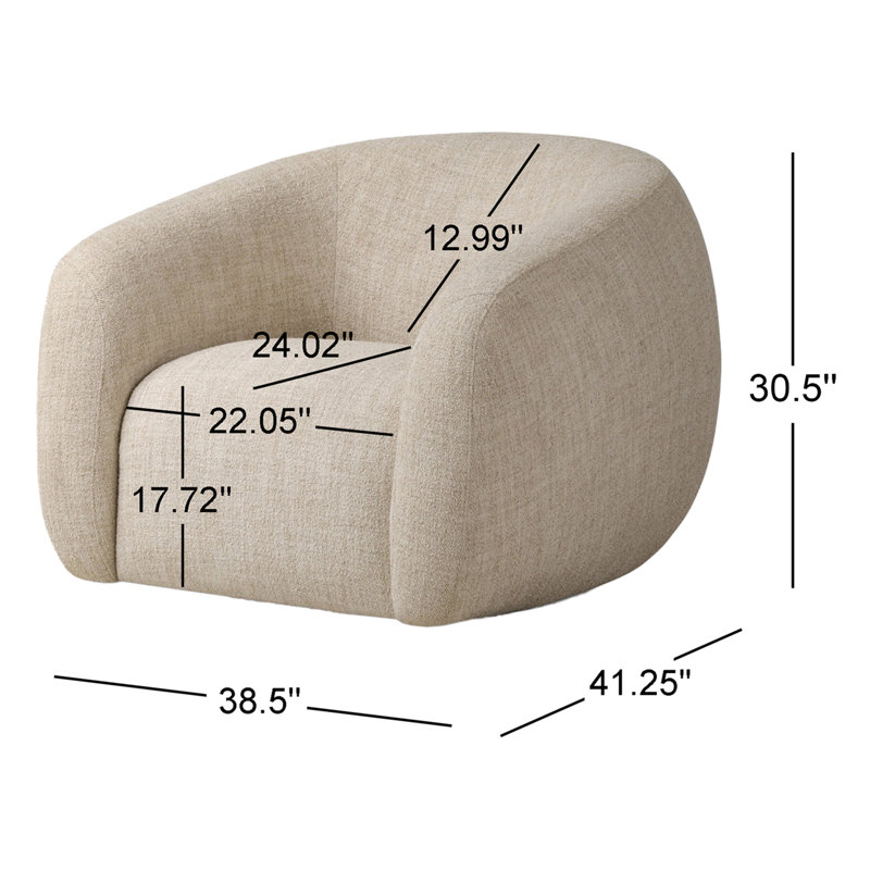 Channing Swivel Barrel Chair, Yuma Cream Polyester Blend