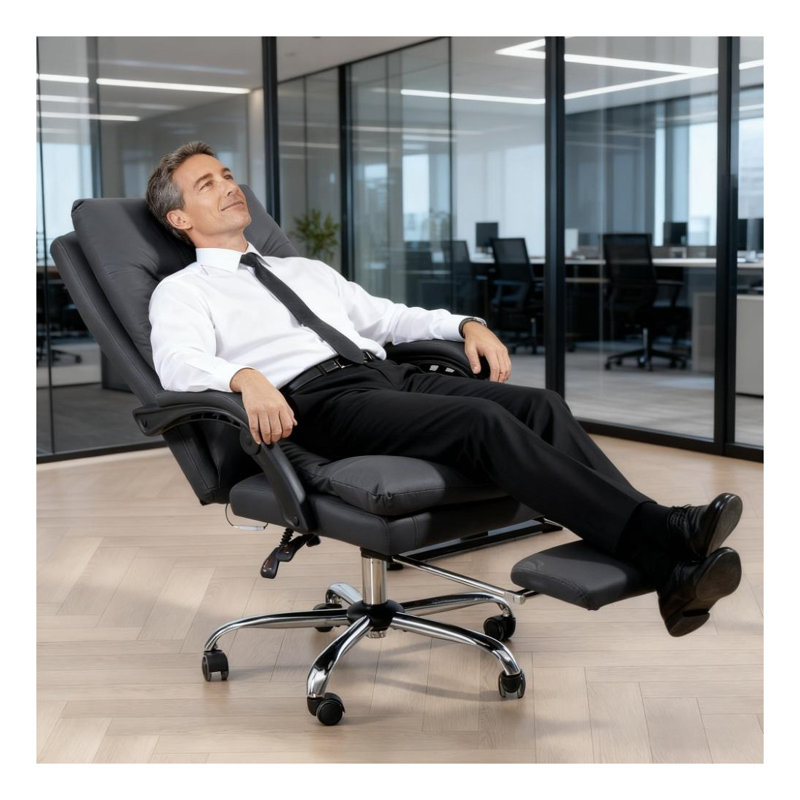 Fauteuil de bureau inclinable et chauffant en microfibre gris foncé avec support lombaire, Gray