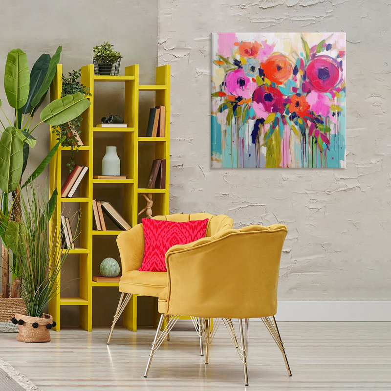 Art mural sur toile "Bold Drip Roses" par Irena Orlov, H 30 po x l 30 po