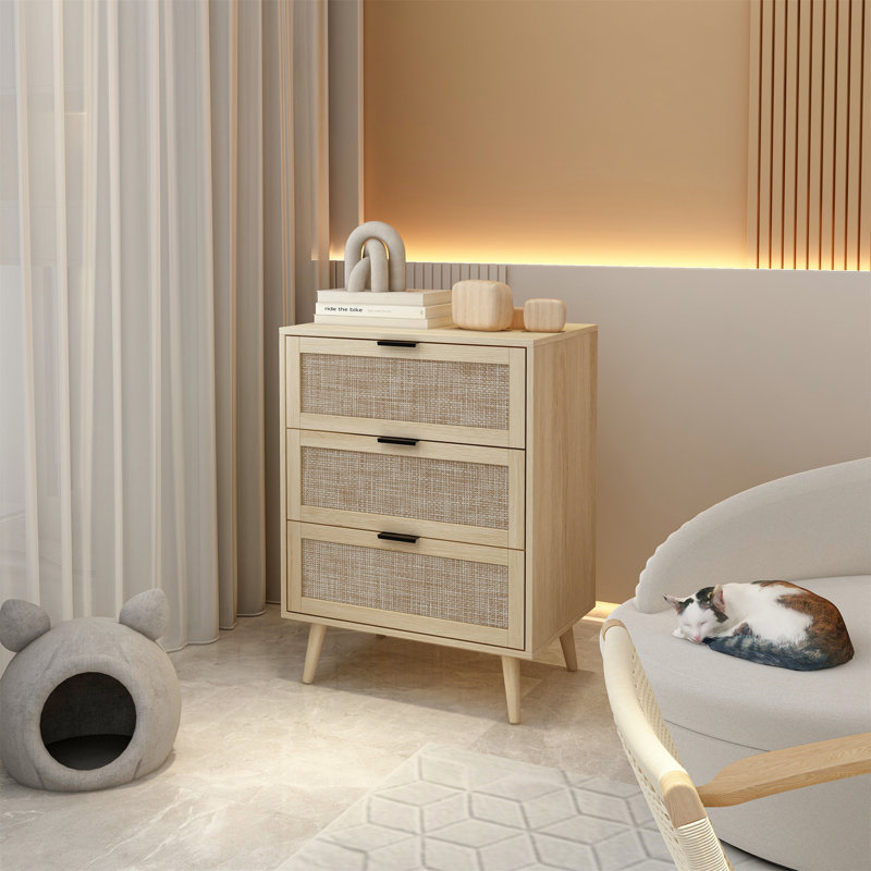 Armoire 3 tiroirs, armoire d'appoint en bois pour chambre à coucher, salon, bureau