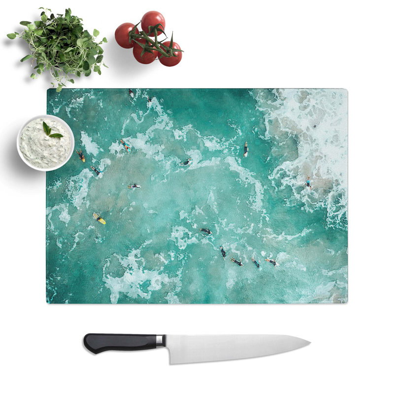 Tempered Glass Bodyboarding in the Coast Australia Chopping Board, 39 cm W x 28.5 cm L