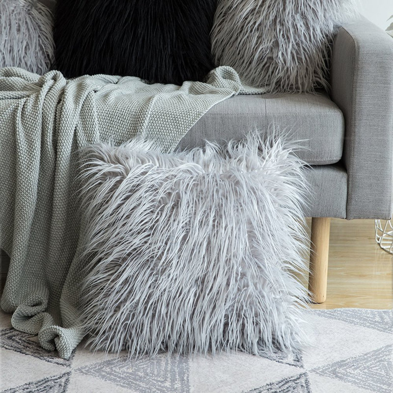  Coussin Mongolian, Gris, Housse de coussin et insert