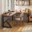 Bureau en bois de noyer en forme de L 62,99 po-108840420-108840419