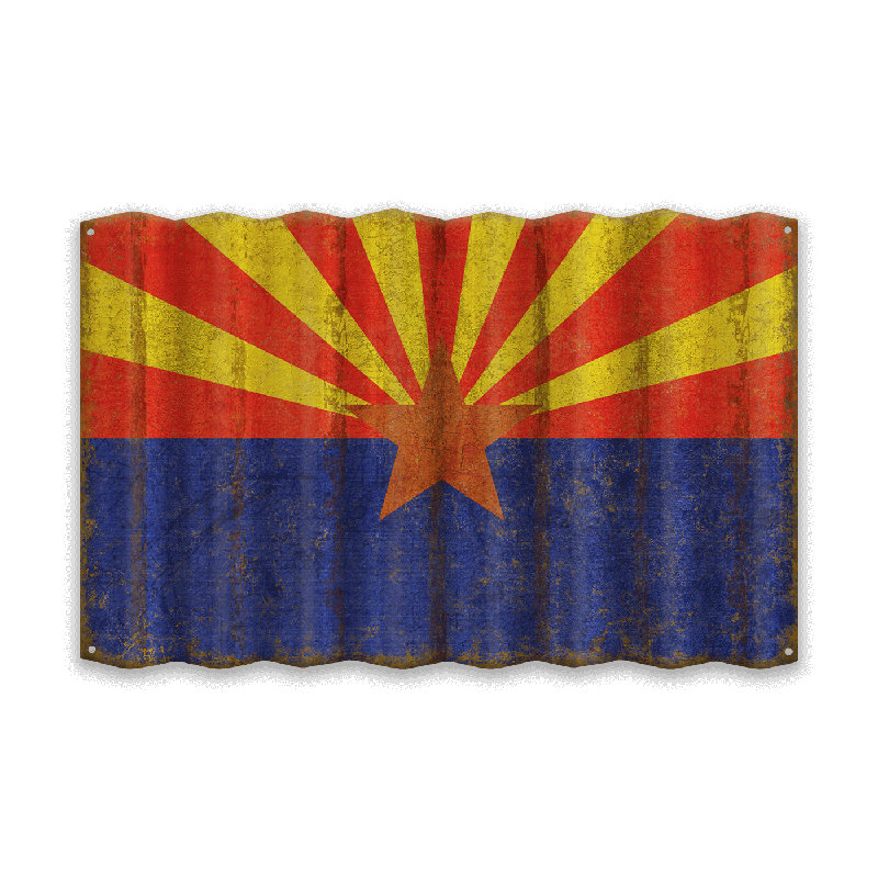 Décoration murale Retro State Pride: drapeau en aluminium vieilli, Arizona