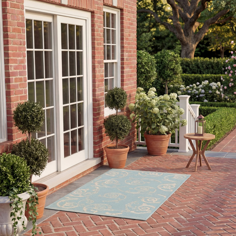 Tapis intérieur / extérieur floral / crème Arneshia, Rectangle 2 pi x 3 pi 7 po